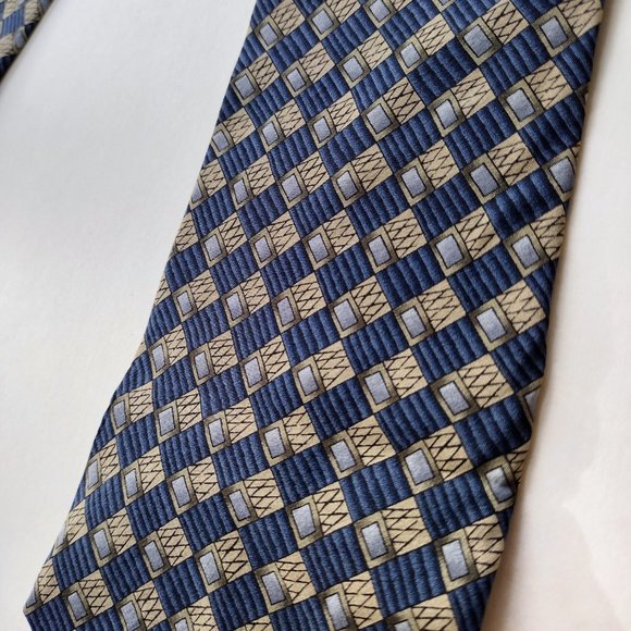 Jimmy V Steve Kerr Collection Geometric Checkered Silk Necktie 4 x 57 - Picture 5 of 9